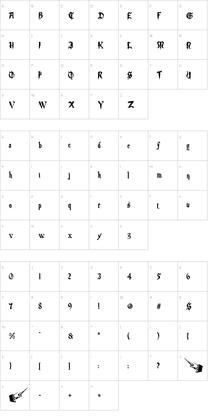 Character Map Magic School Two Font