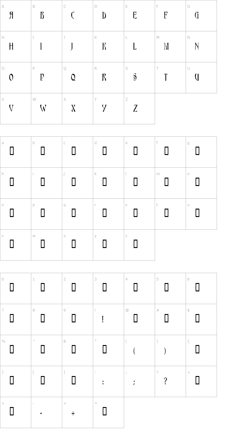 Character Map Maginot Font