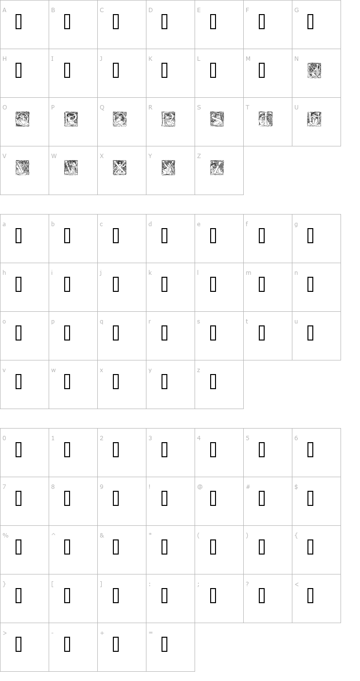 Character Map MaidensNZ Font