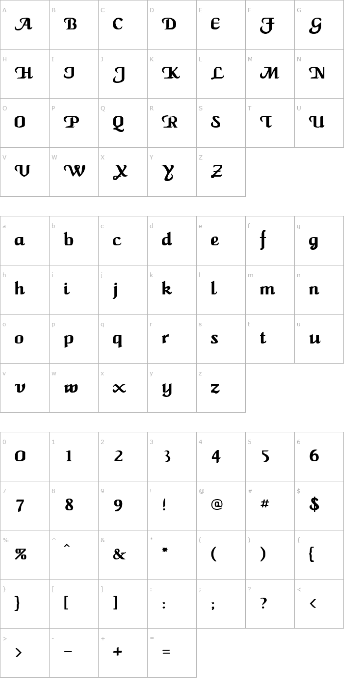 Character Map MaidenWord Bold Font