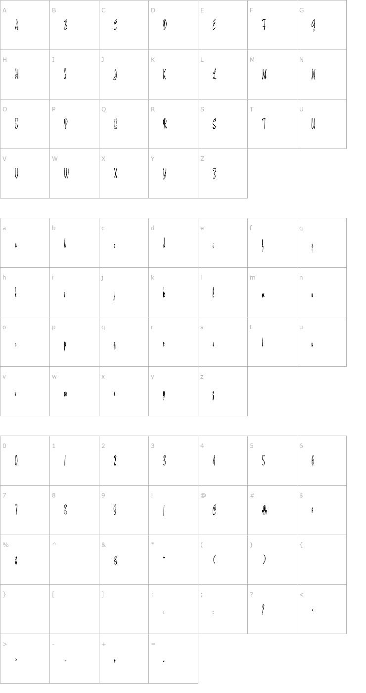 Character Map MaidstoneScriptHC Font