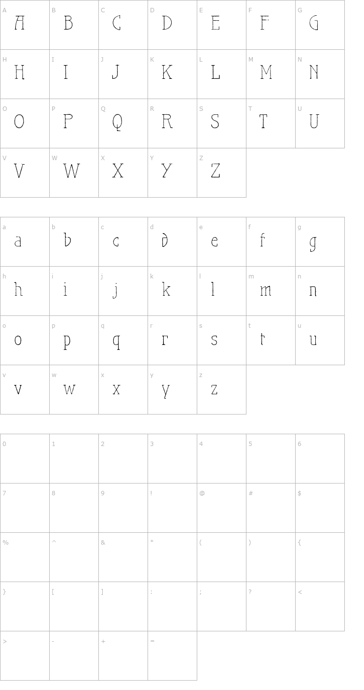 Character Map Maiers Nr.21 Pro Light Font