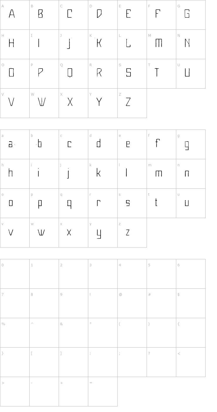 Character Map MaiersNr8-Mager Font