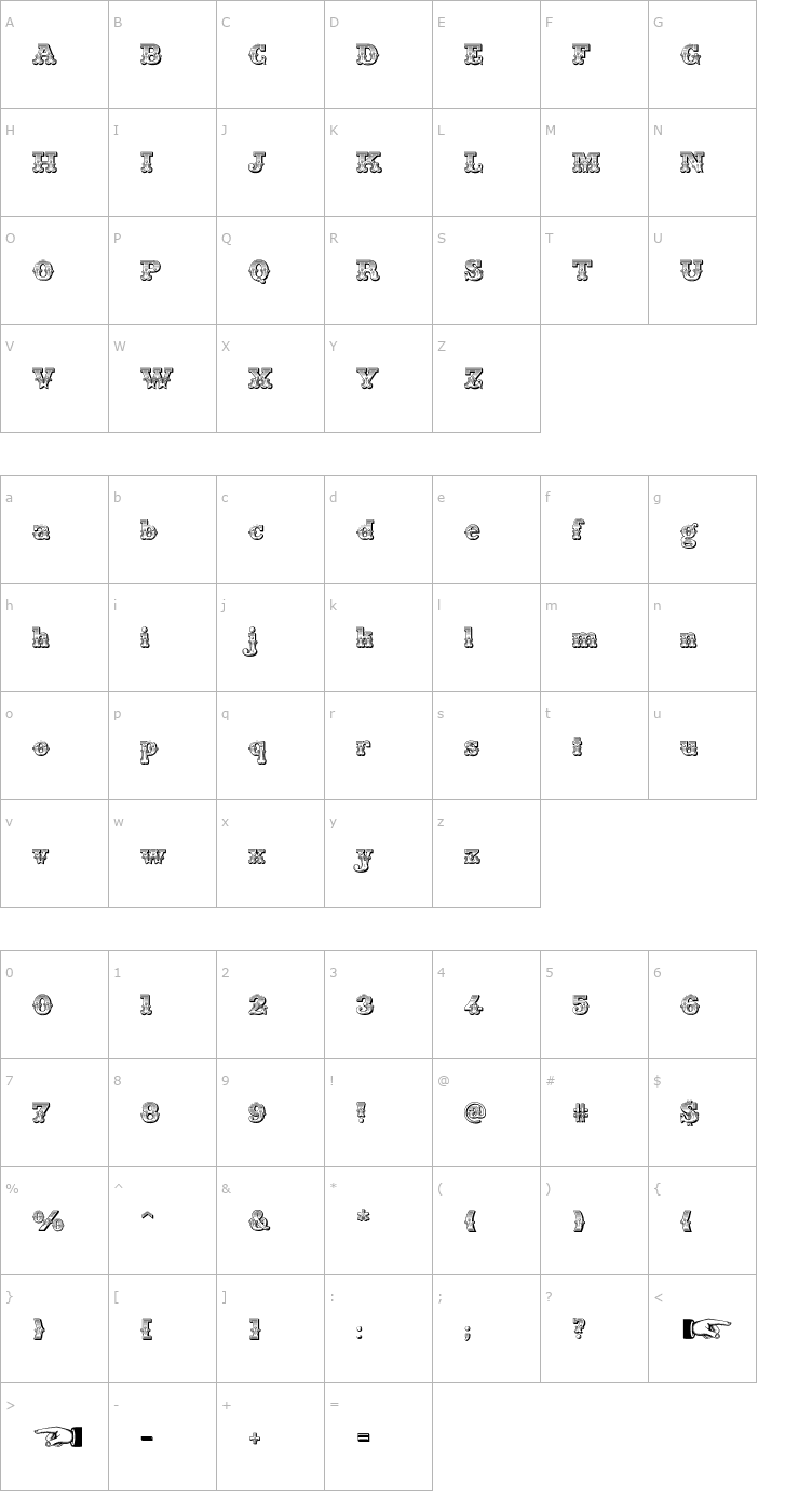 Character Map Main Strike Font