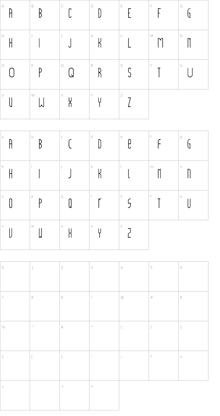 Character Map mainstreet Font