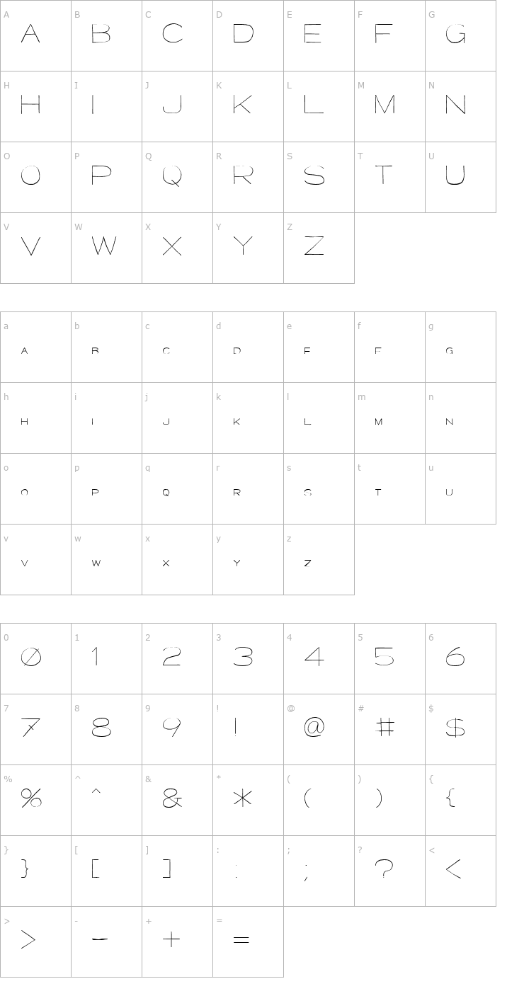 Character Map Major Kong Font