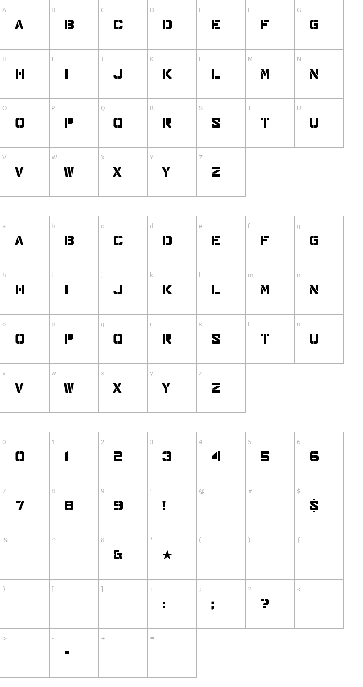 Character Map Major Snafu Font
