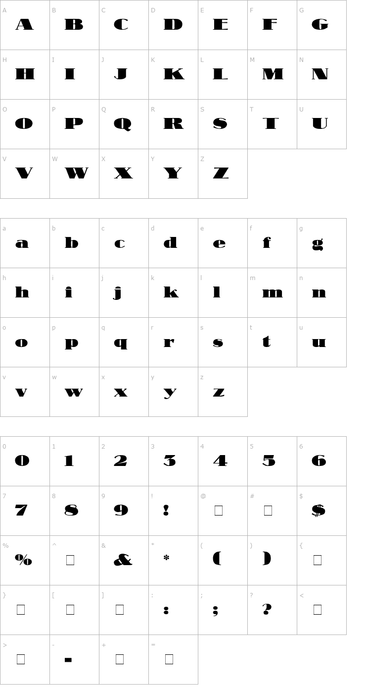 Character Map Makar Display SSi Font