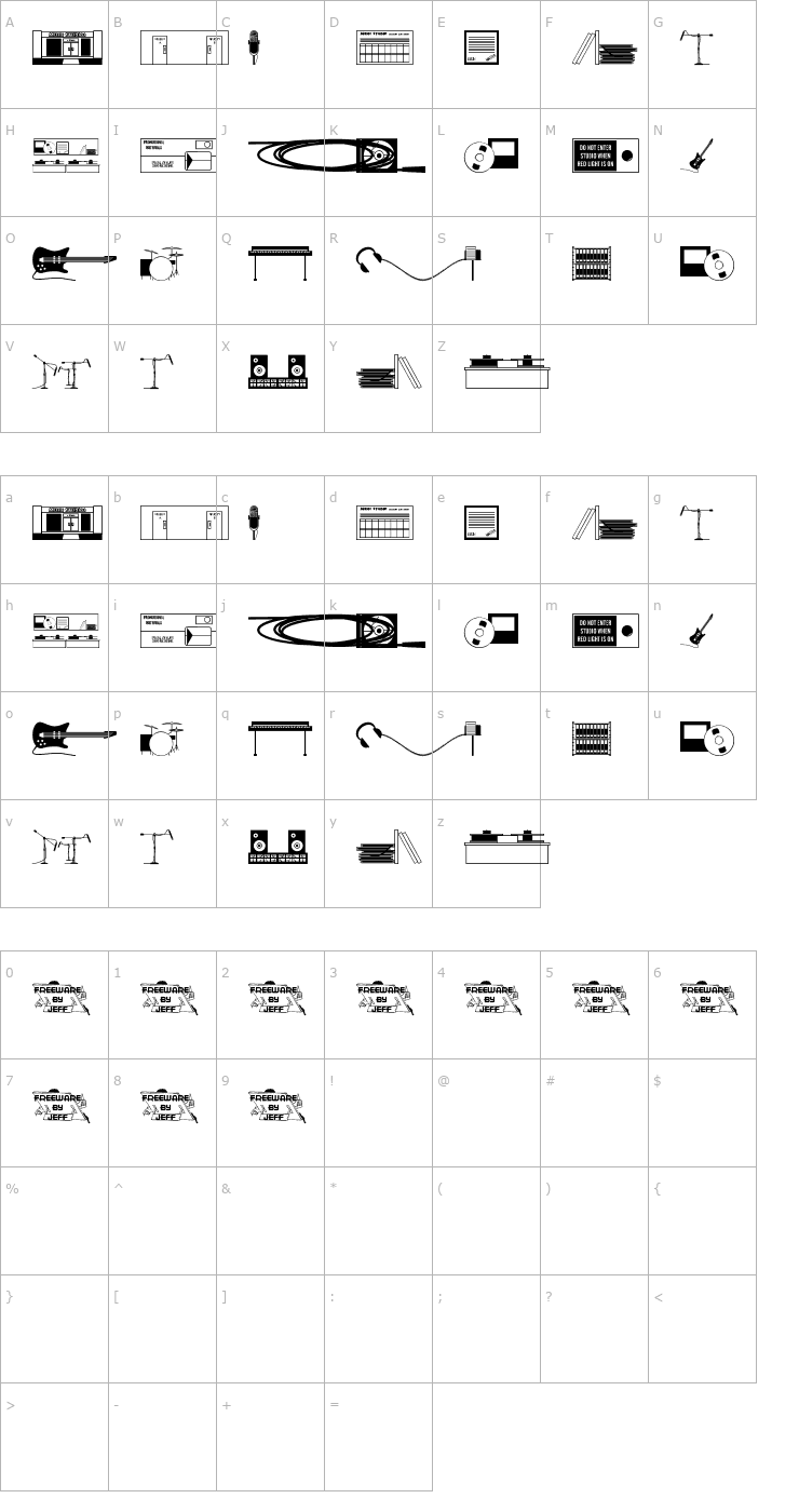 Character Map Making Music JL Font