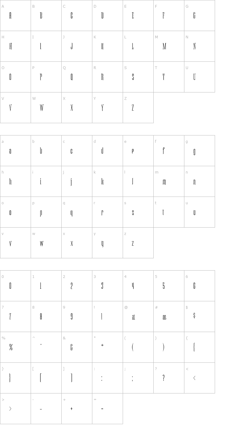 Character Map MalaiseTall Font