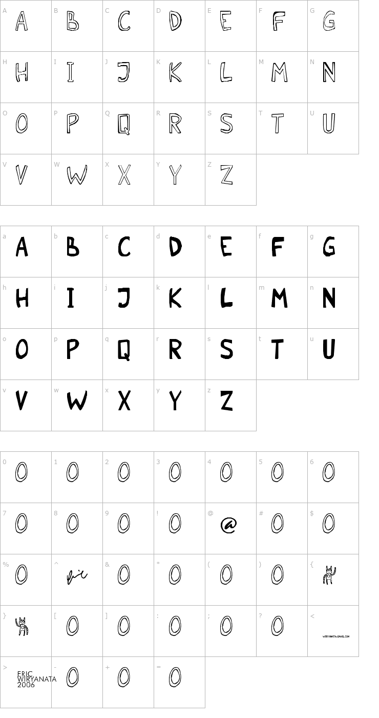 Character Map Malkmus Erc 001 Font