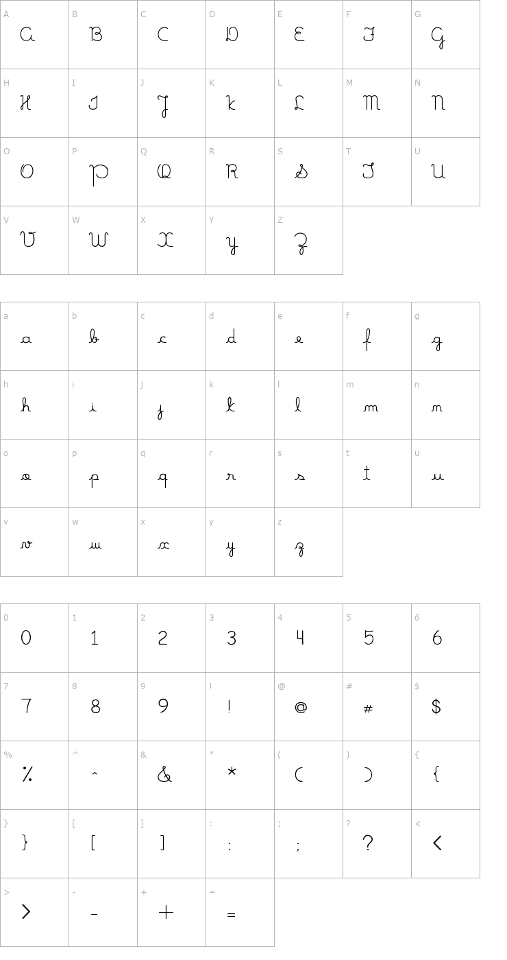 Character Map Mamãe Que Nos Faz Font