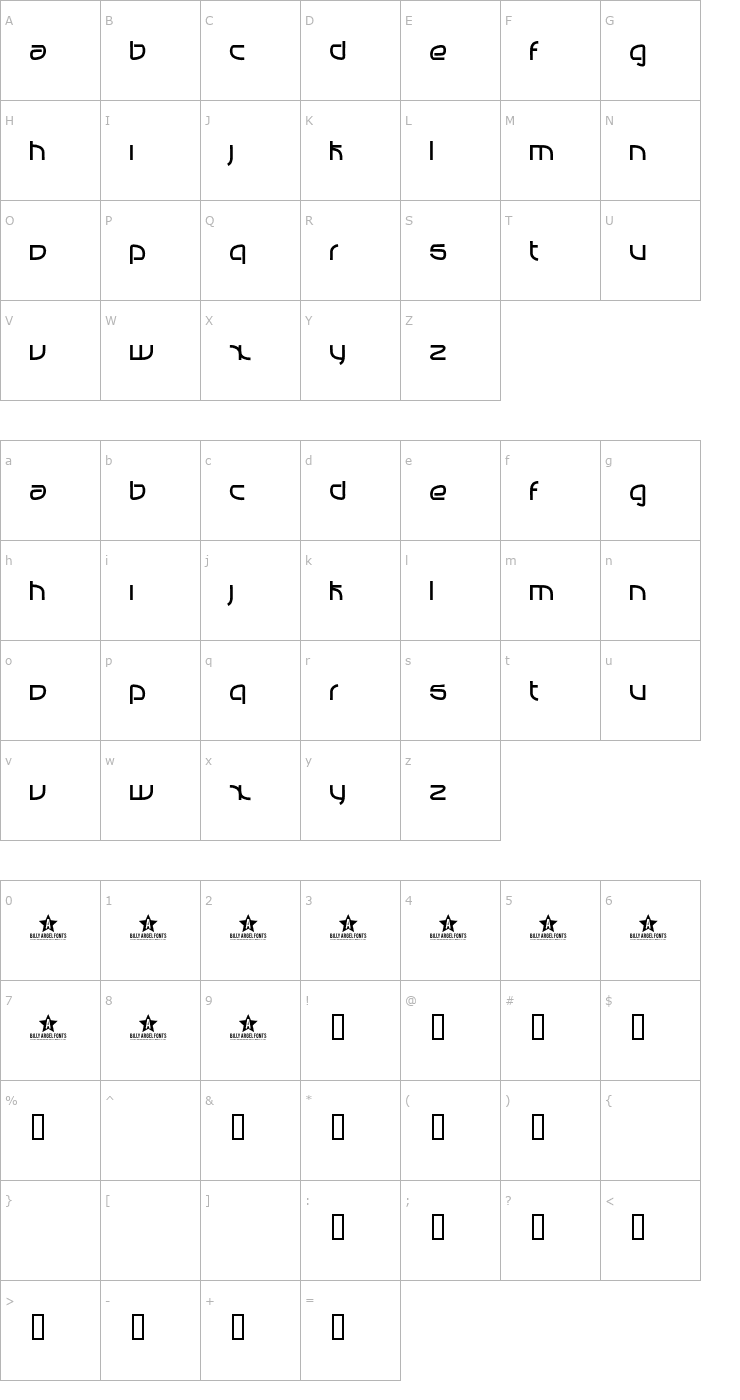 Character Map Manabu Font