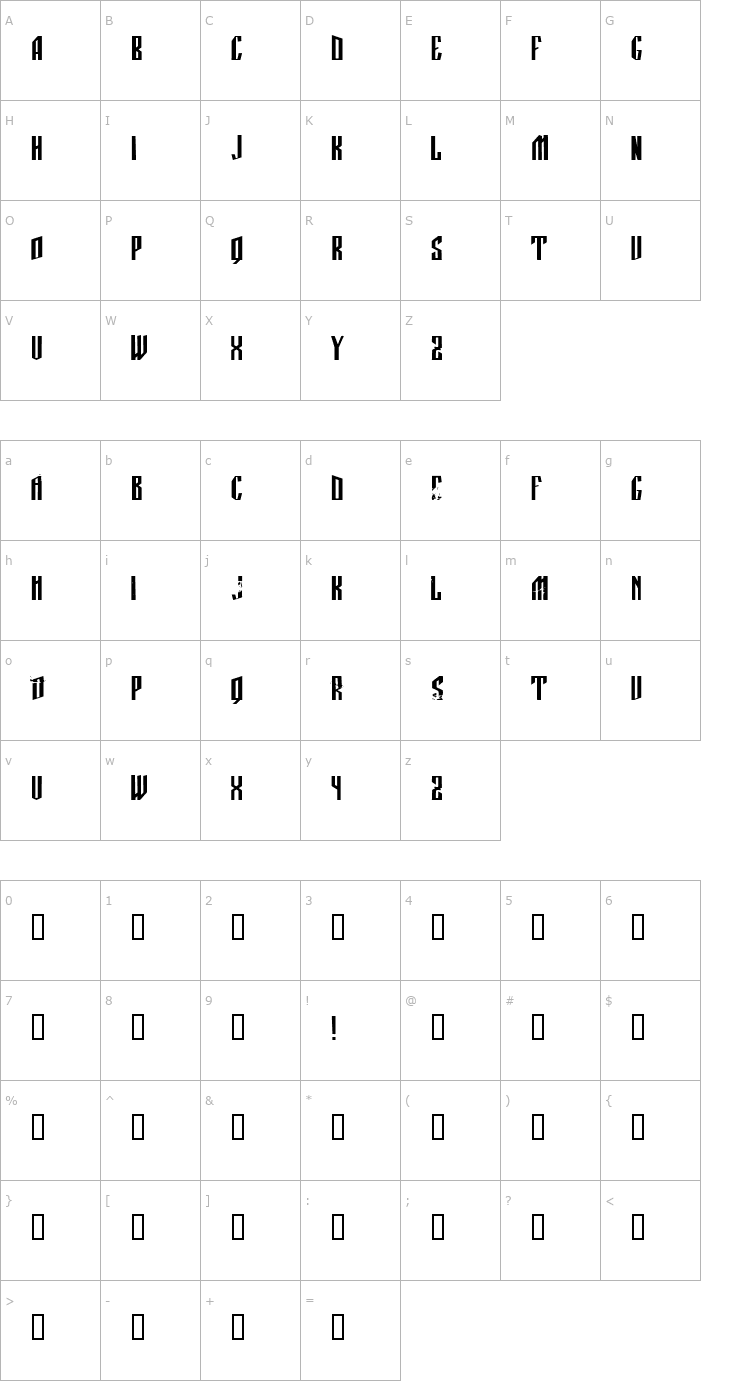 Character Map Manastirka Font