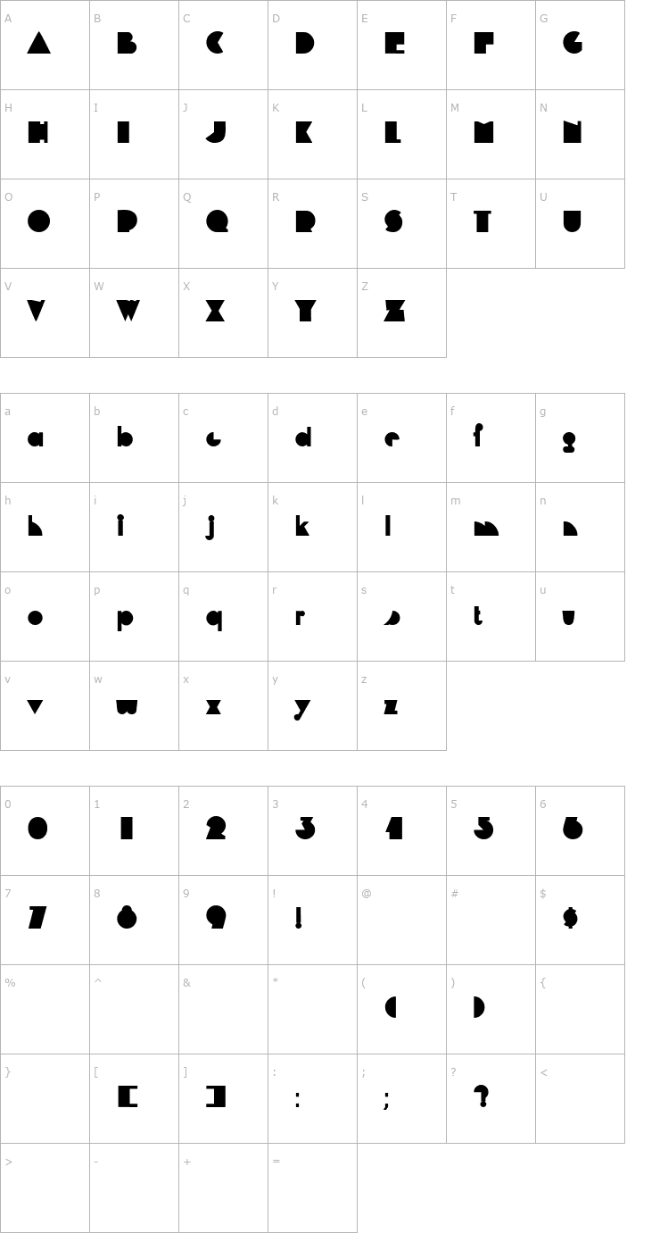 Character Map Mandrel Font