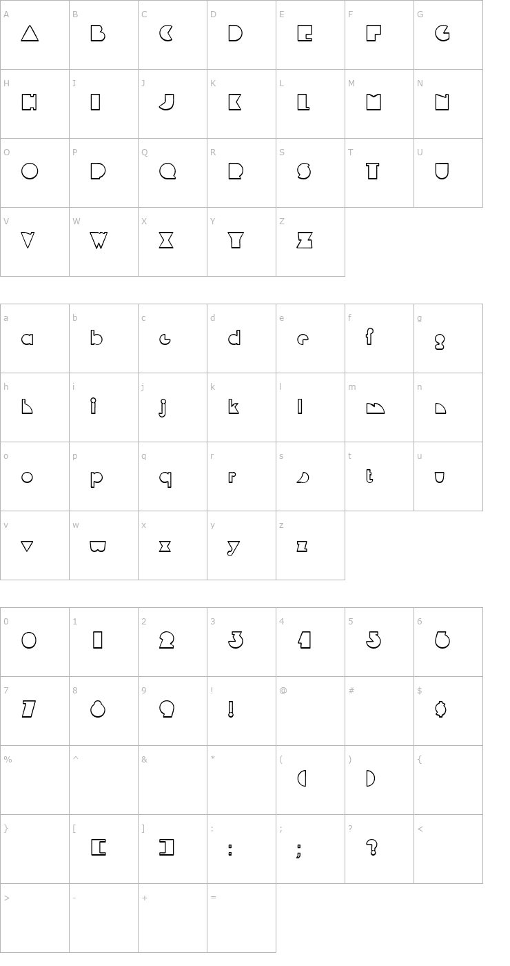 Character Map MandrelOutline Font
