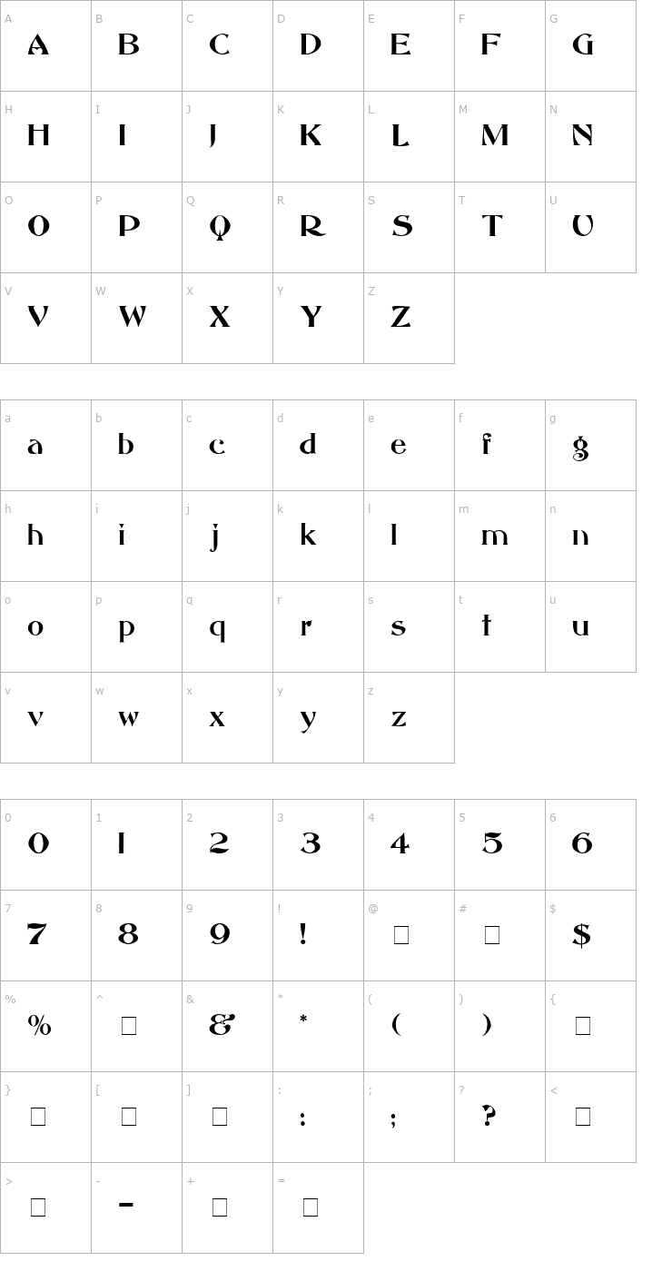 Character Map Mandrita Display SSi Font
