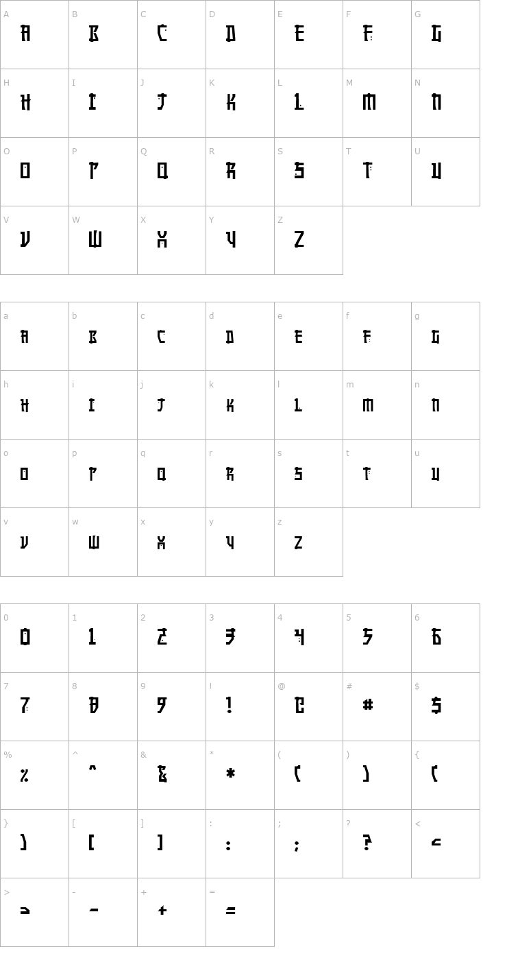 Character Map Manga Normal Font