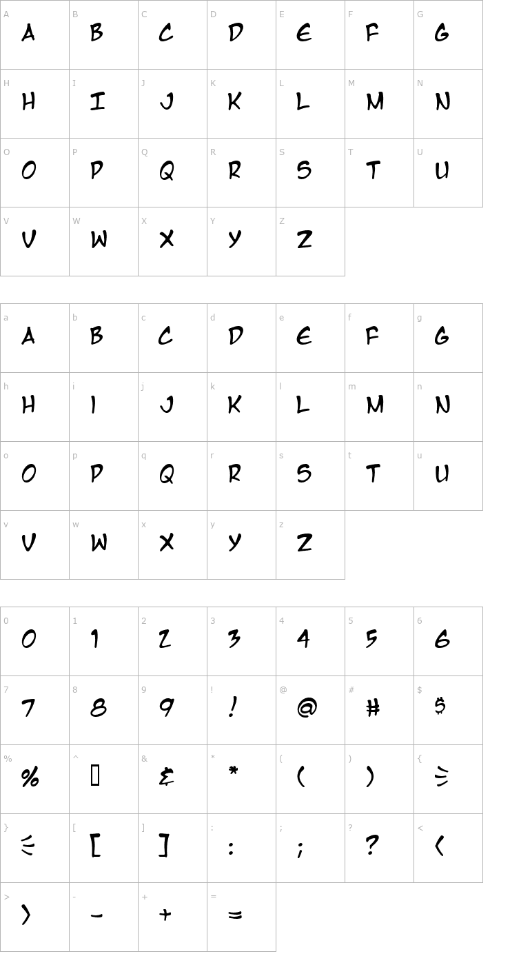 Character Map Manga Temple Font