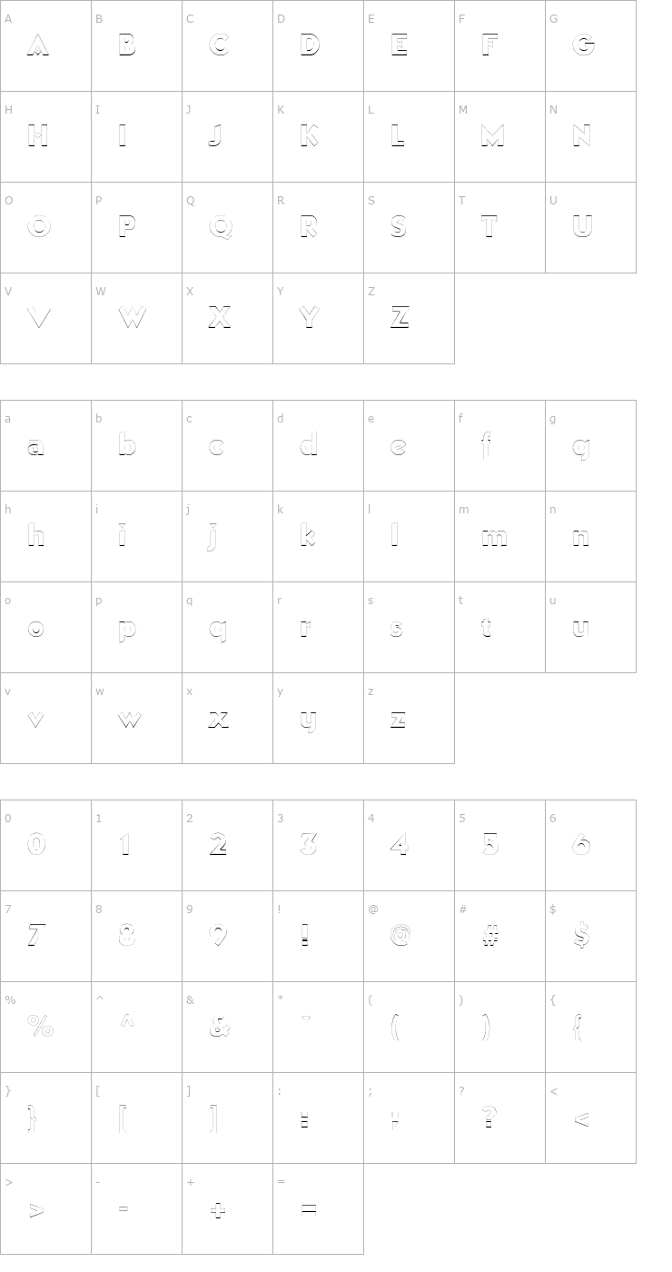 Character Map ManhattanOutline Font