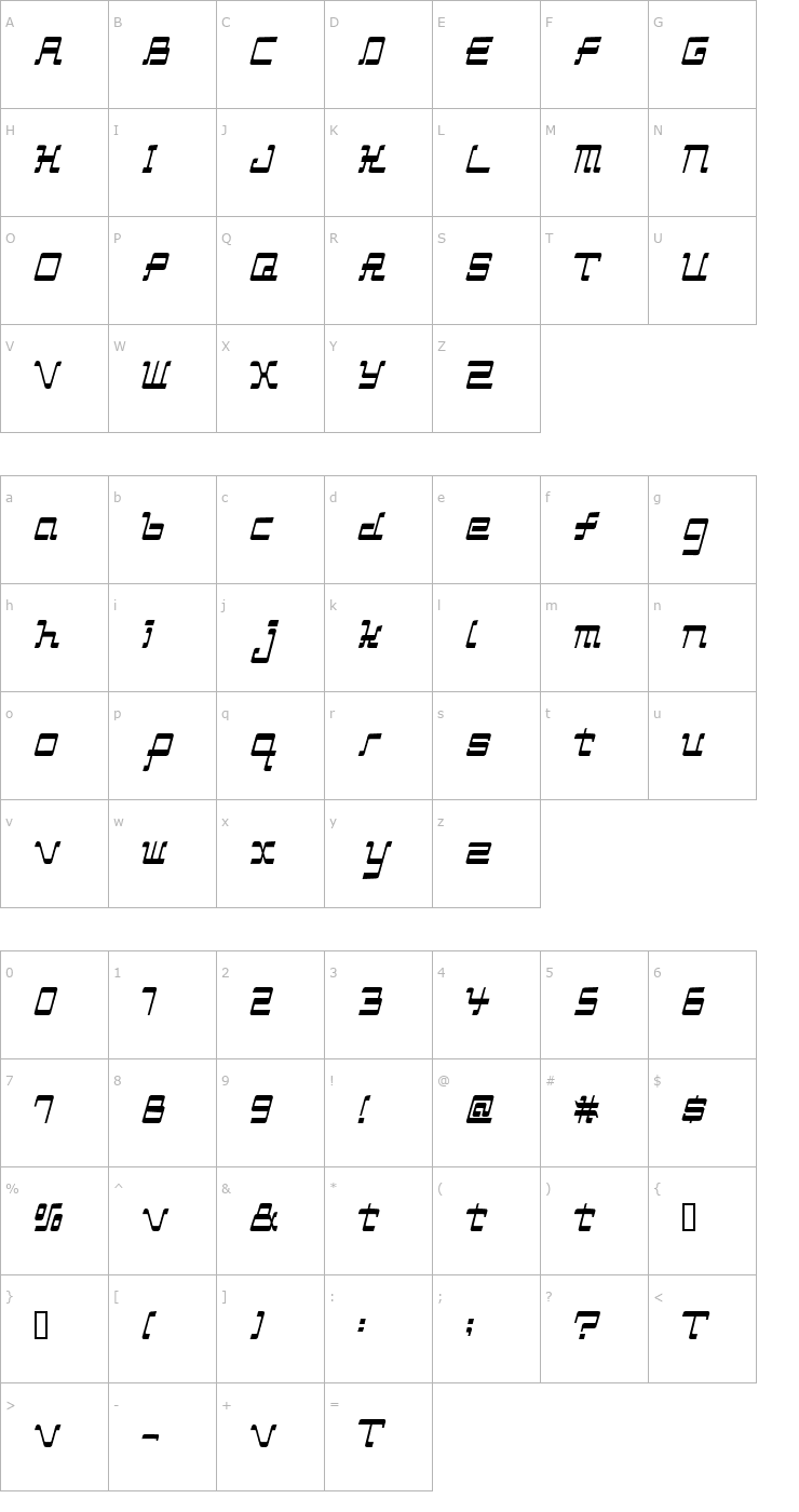 Character Map ManiacAL Font