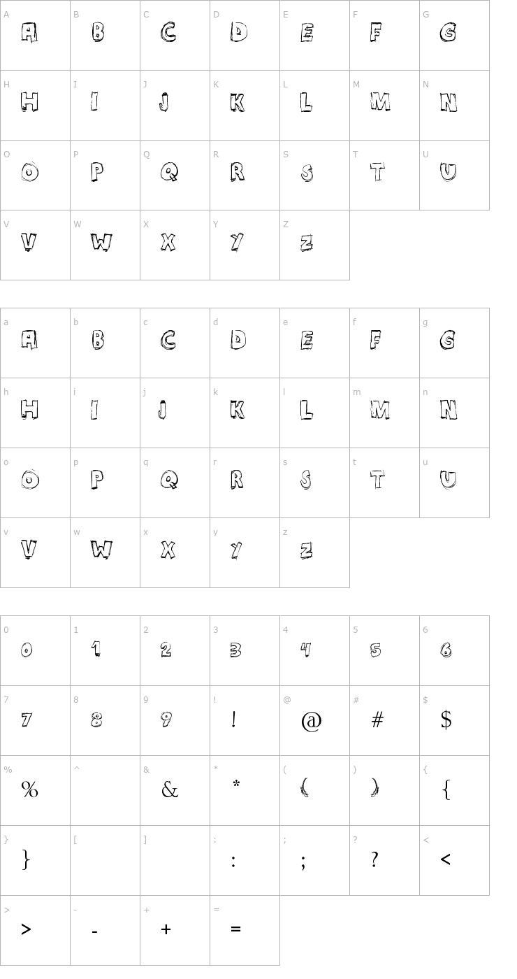 Character Map Maniatico Font