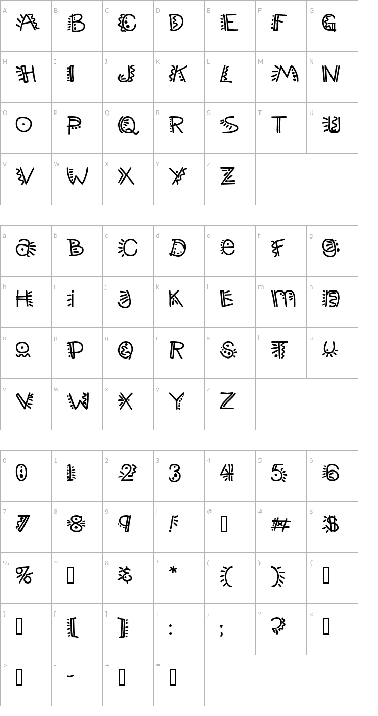 Character Map ManicPopThrill Font