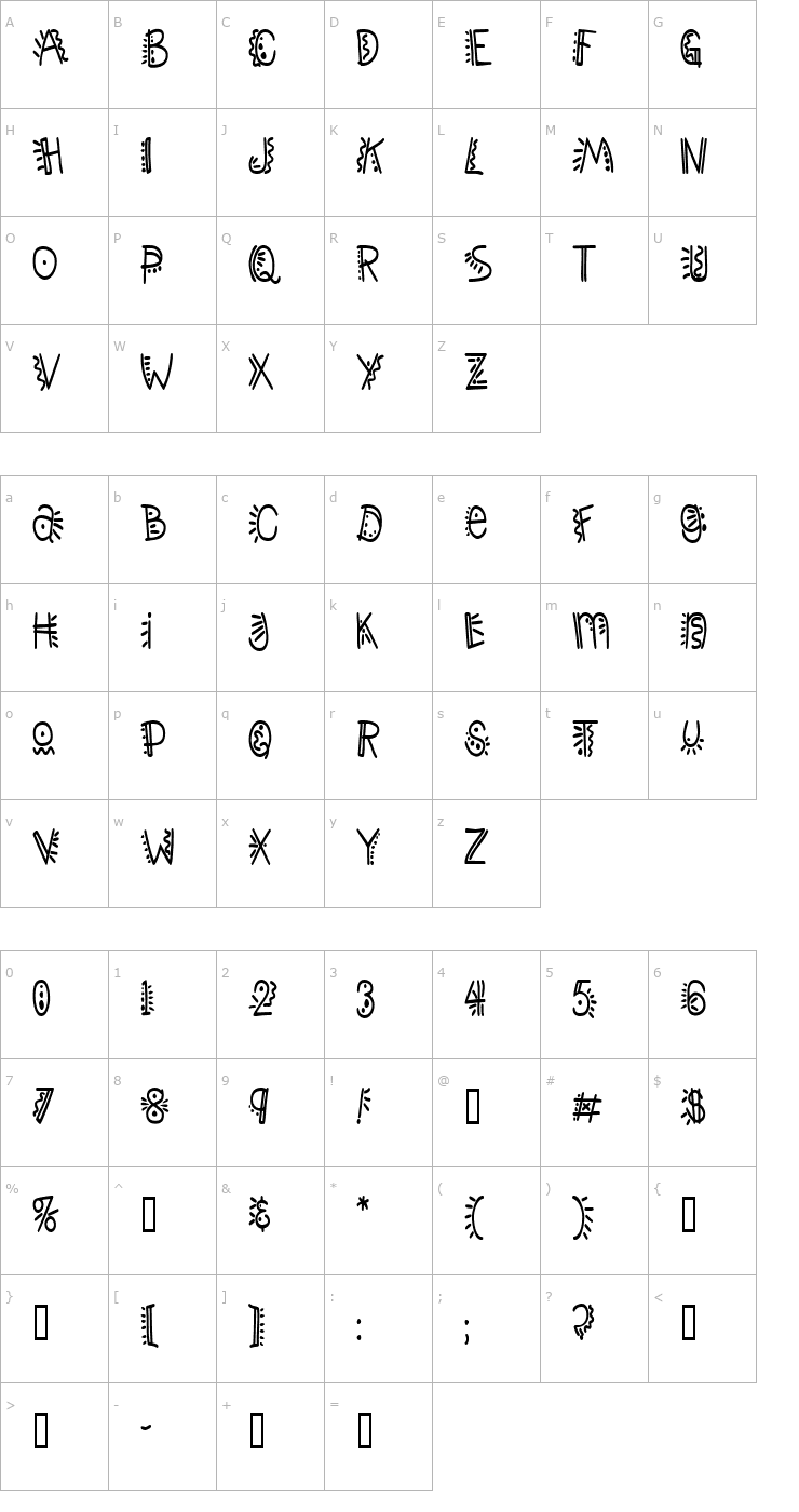Character Map ManicPopThrillCondensed Font