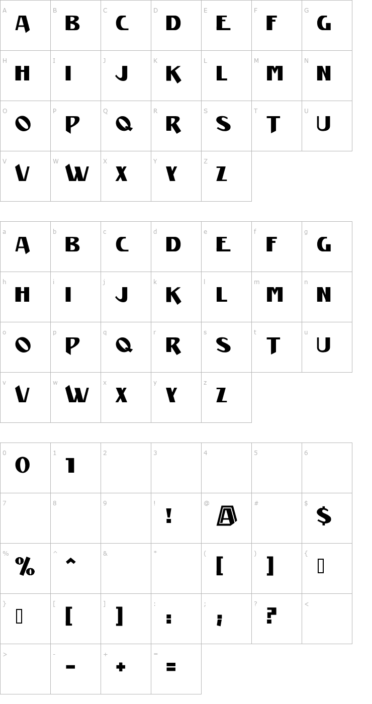 Character Map Manifest Font