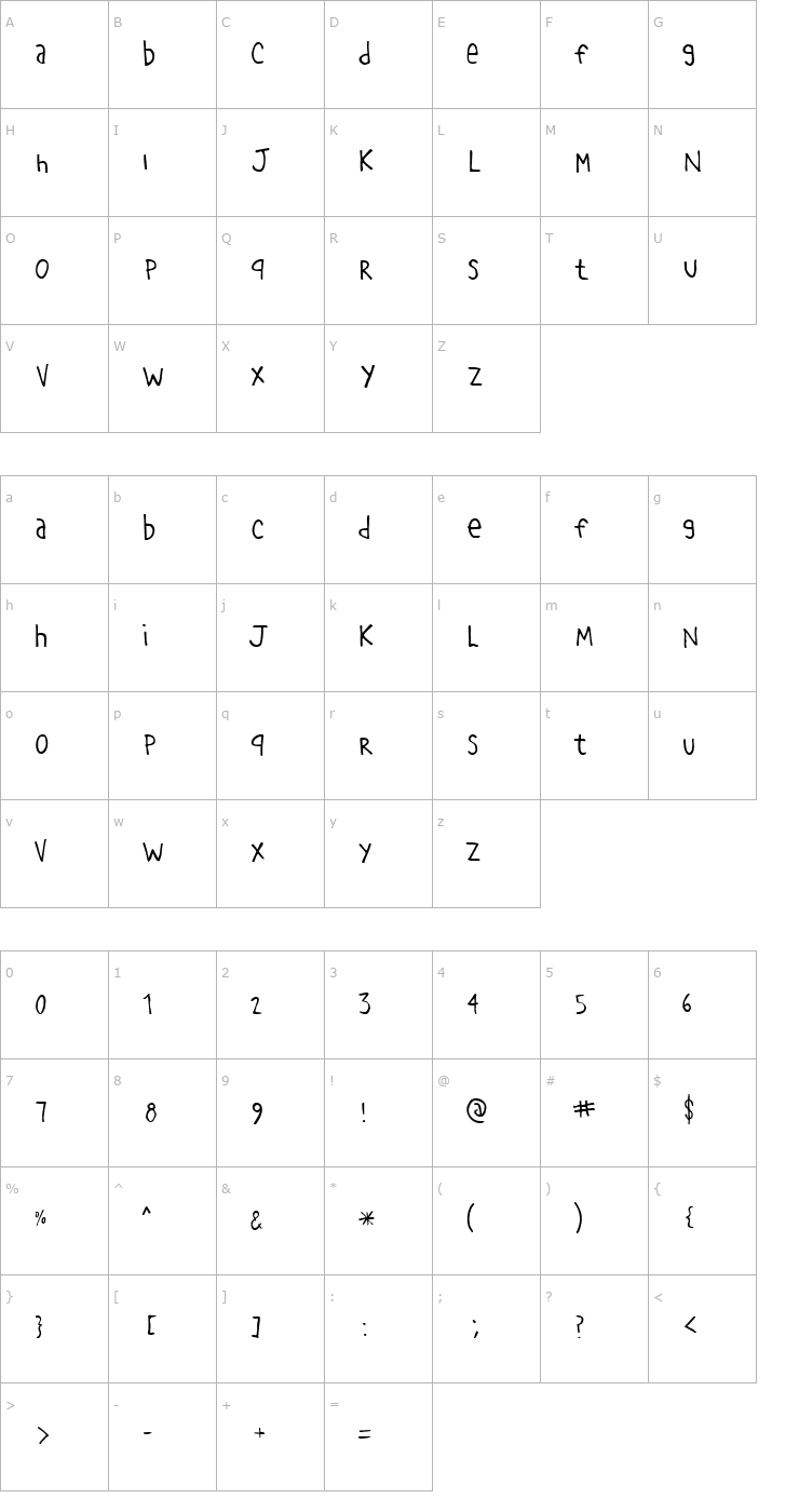 Character Map Manita Font