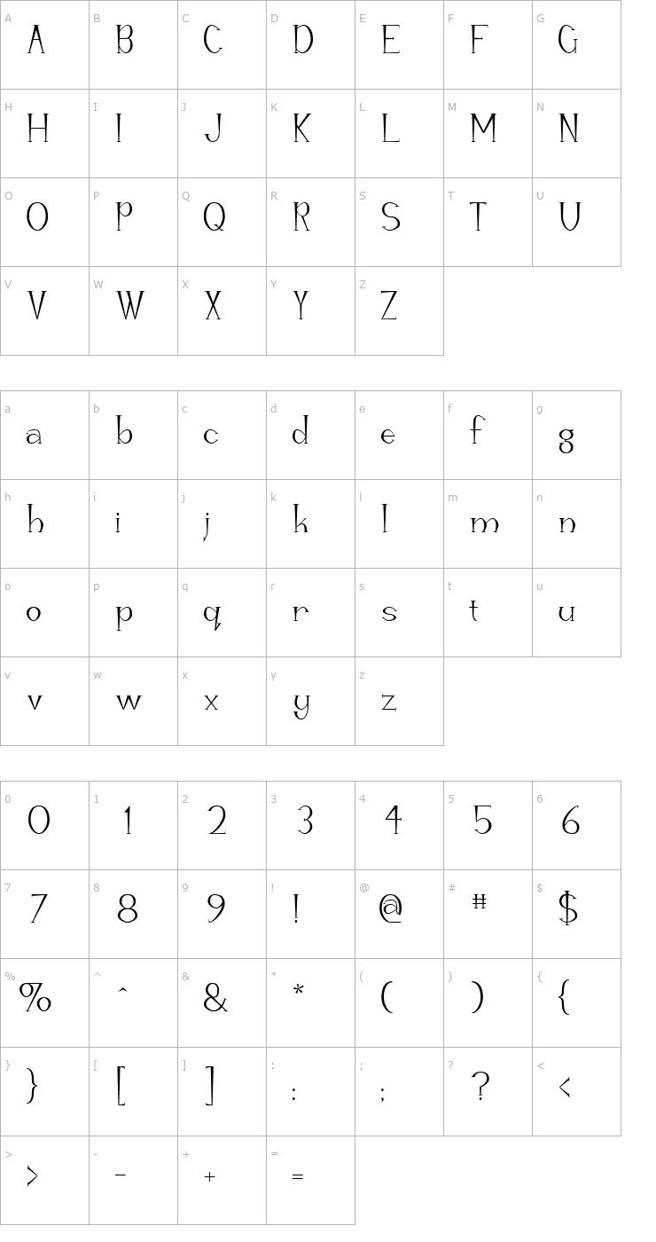 Character Map Manitu Font