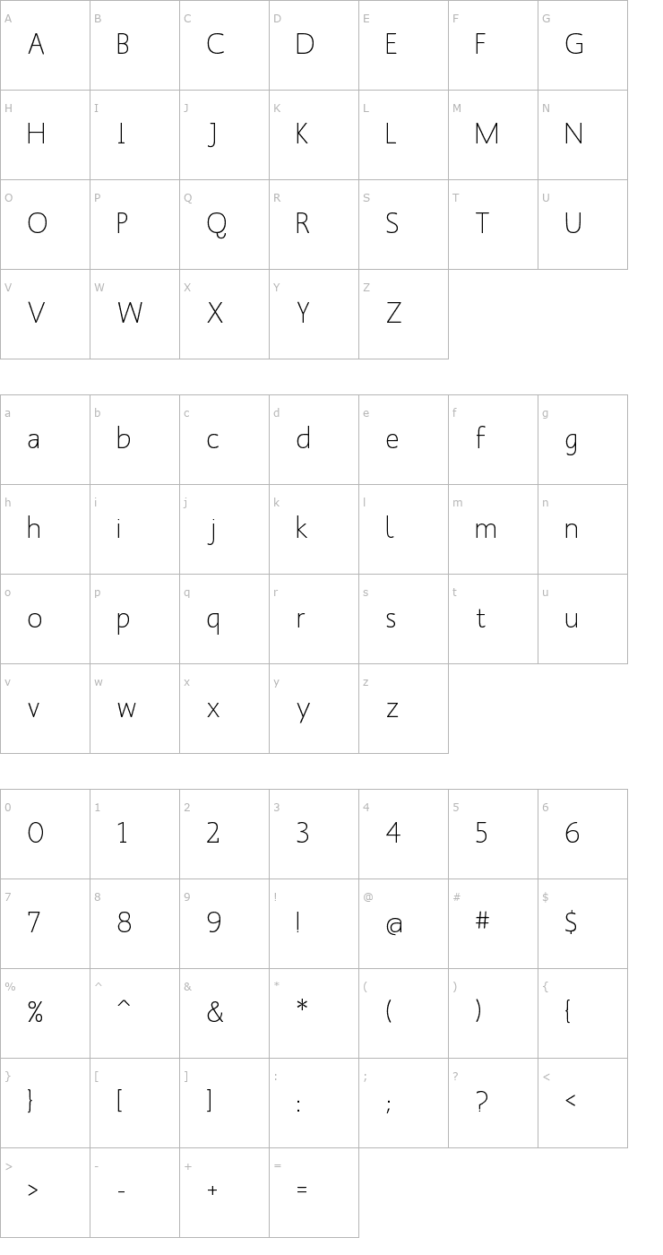 Character Map MankSans Font