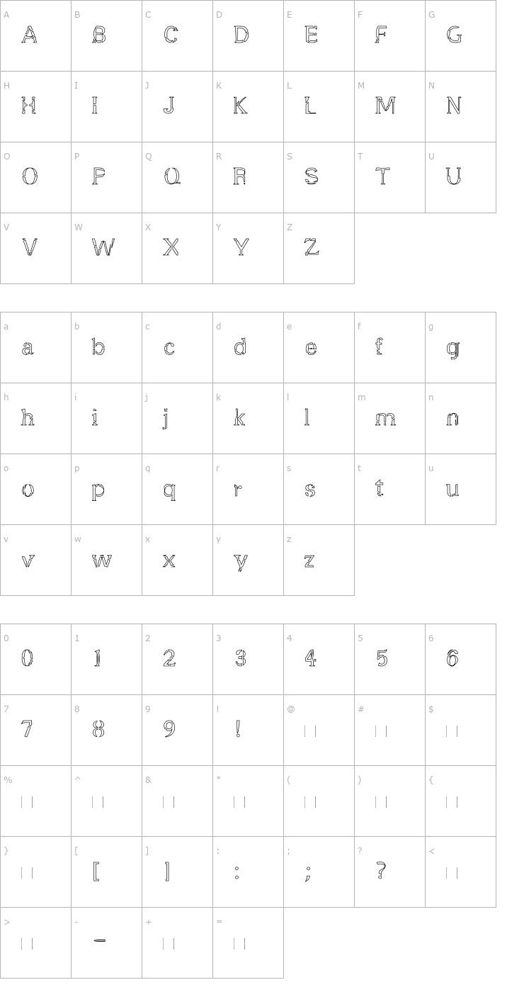 Character Map Manomessa-Bucata Font
