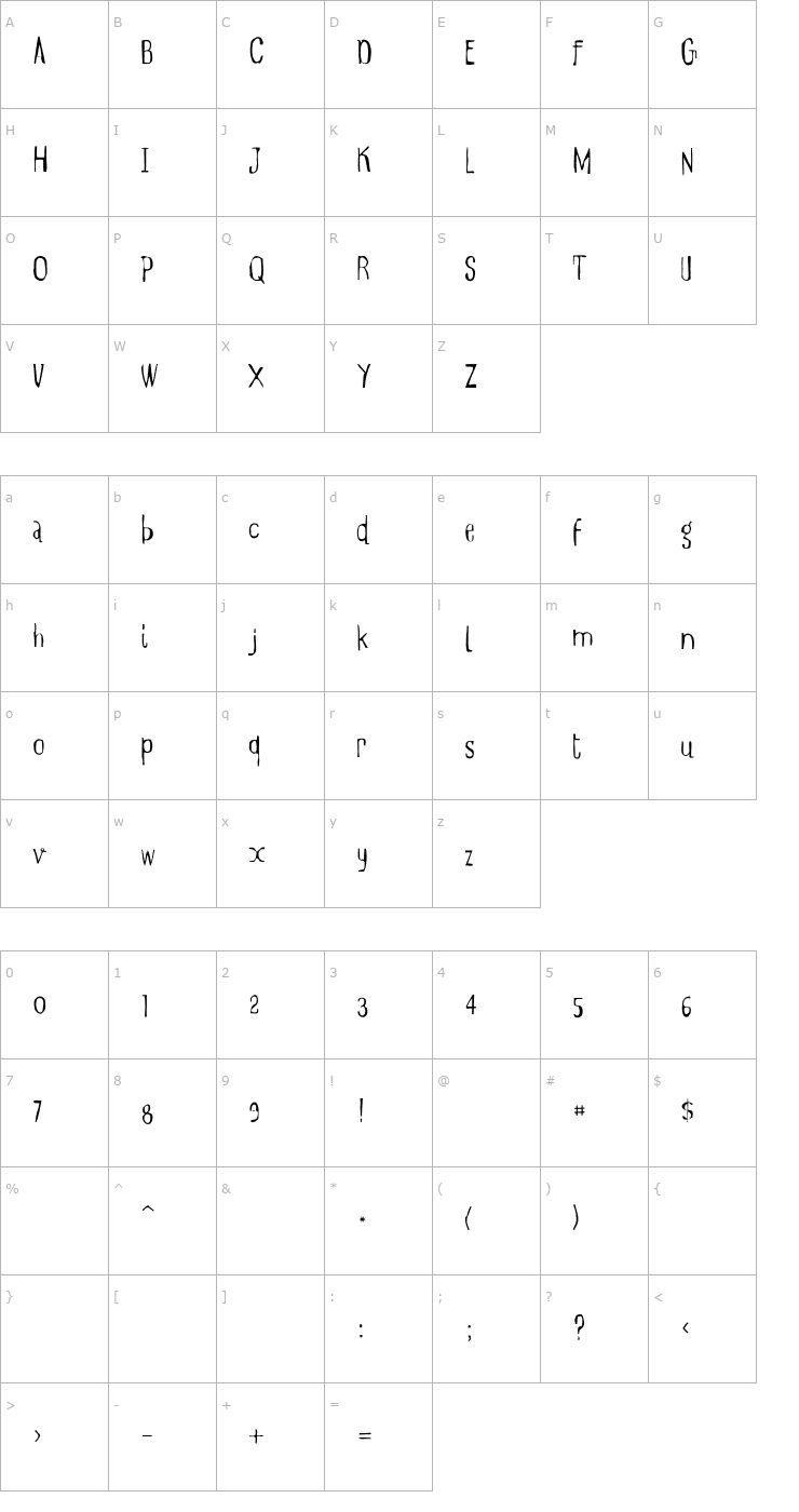 Character Map Manosk-First Font