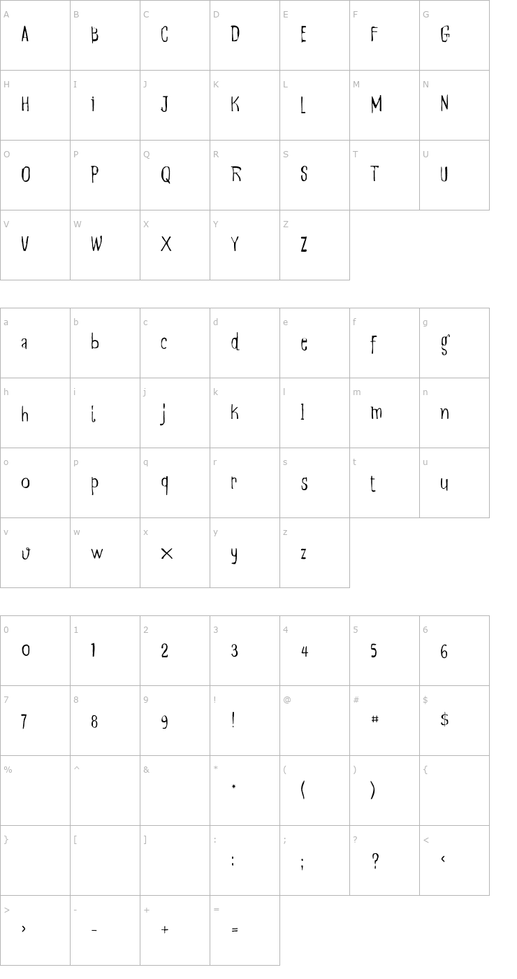 Character Map Manosk-Second Font