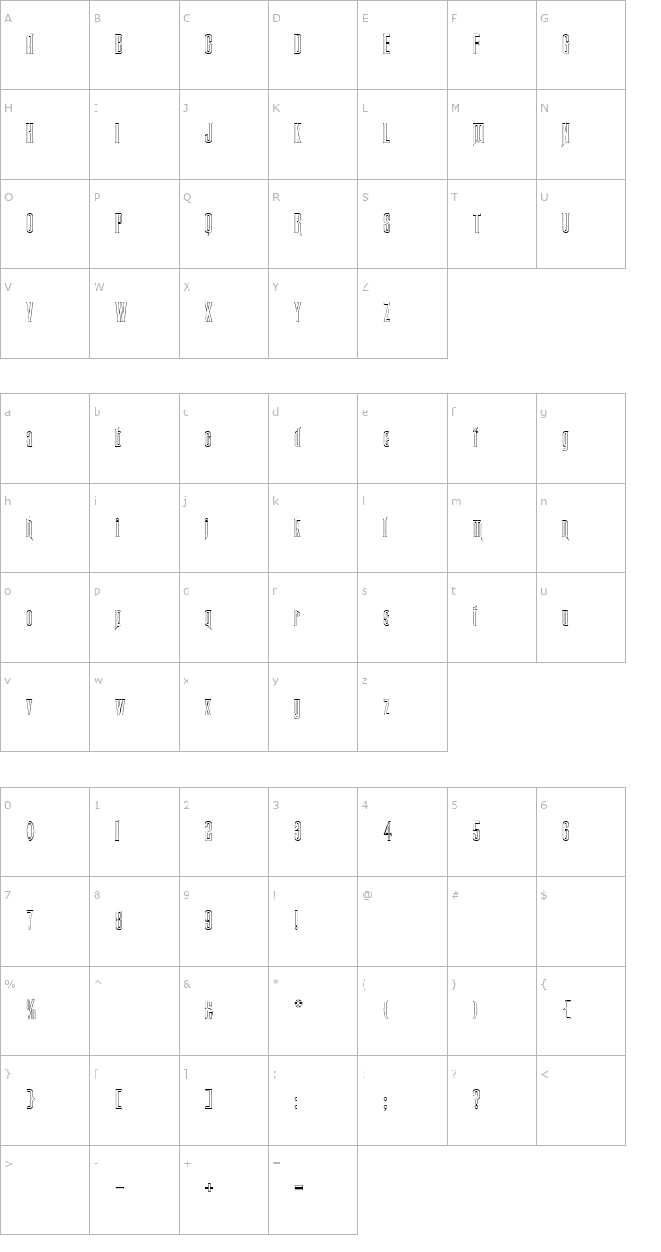 Character Map MansionOutline Font