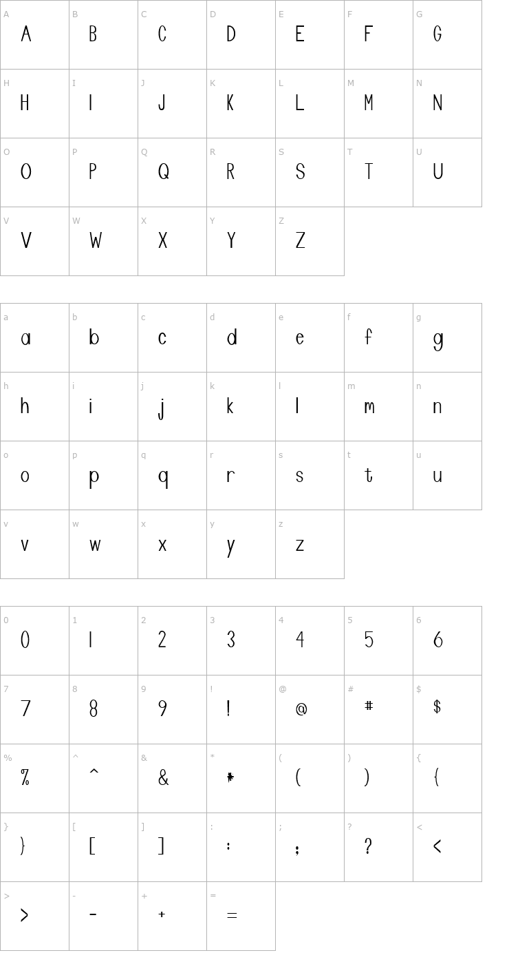 Character Map Manta Font