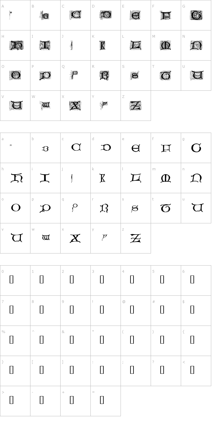 Character Map Manuscript Caps HPLHS Font