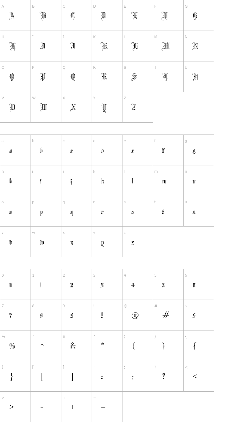 Character Map Manuscript Open Regular Font