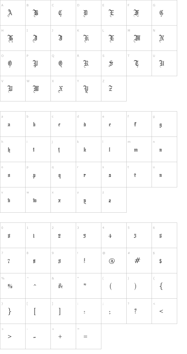Character Map ManuscriptOpen Font