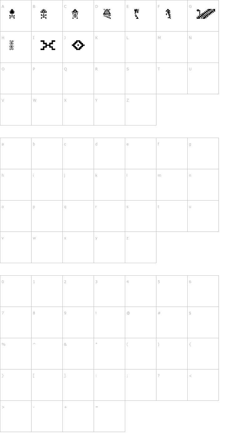 Character Map Mapuche Font