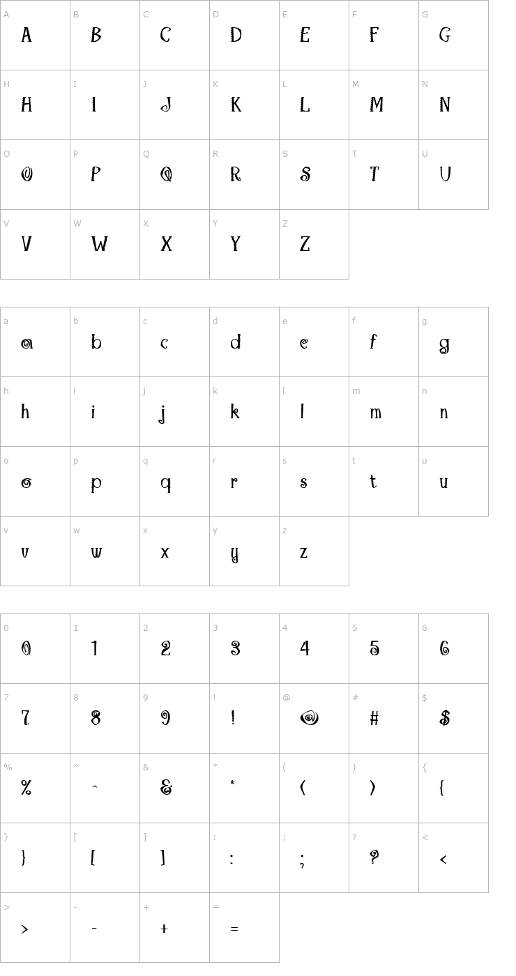 Character Map Maraca Bold Font