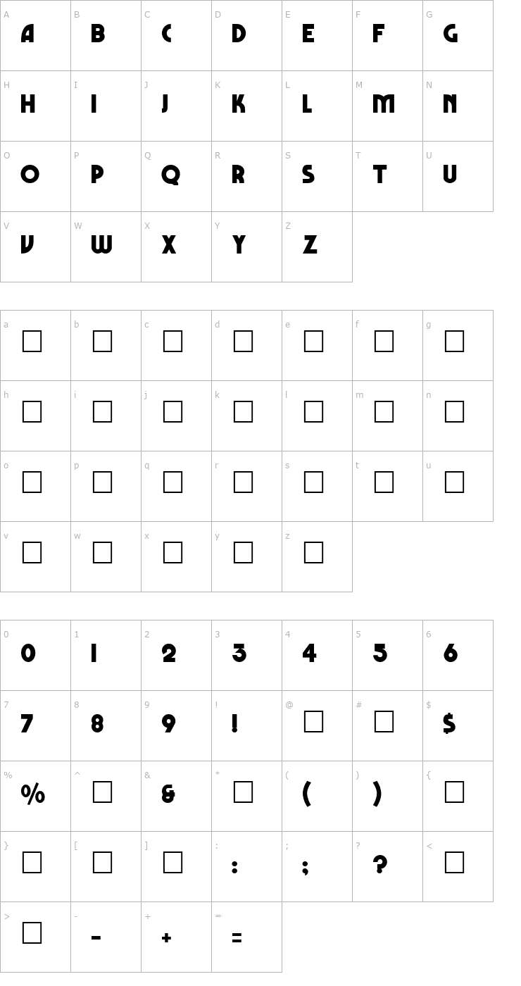 Character Map Marbolo Font