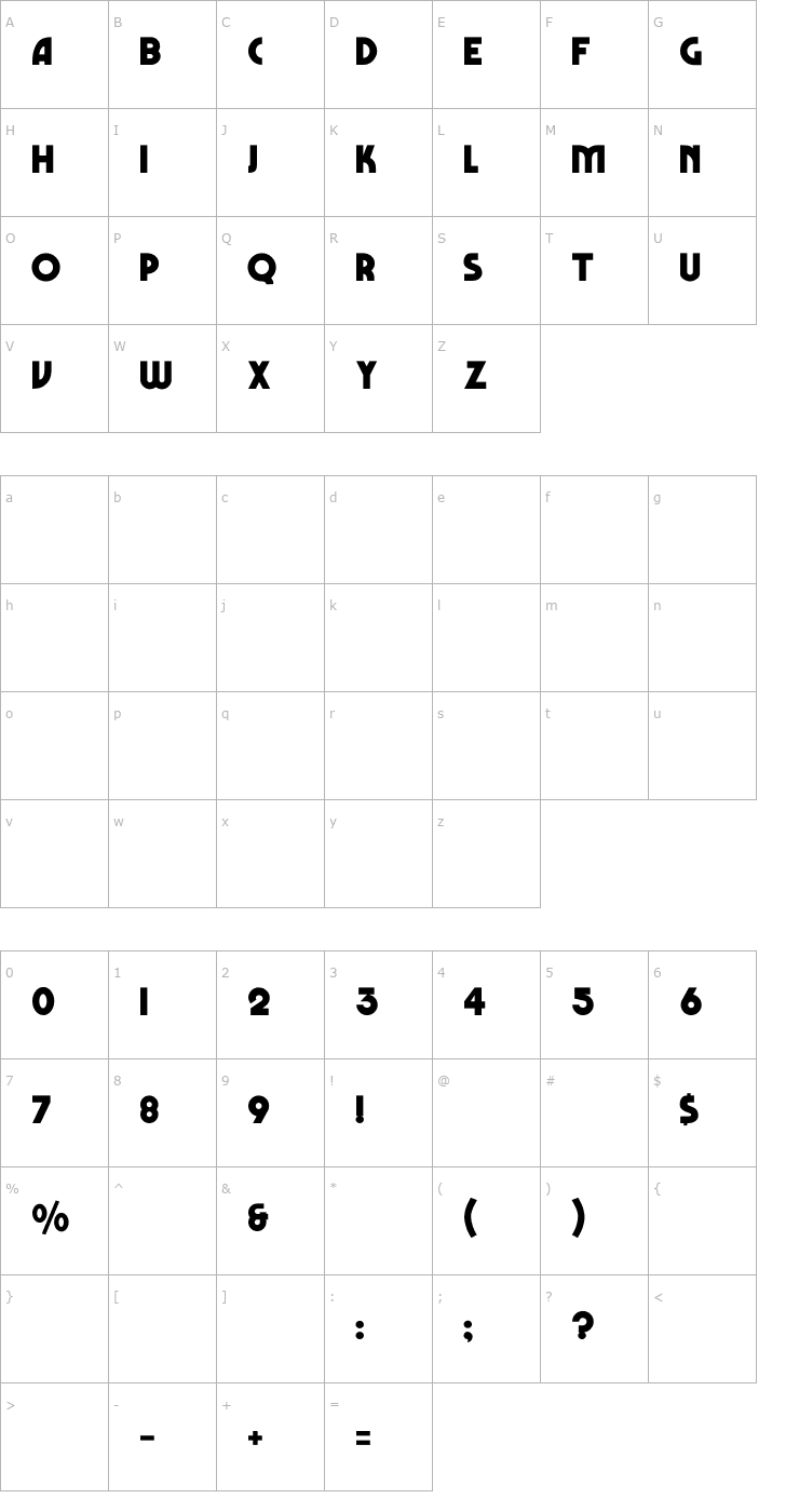 Character Map Marbolo-Normal Font