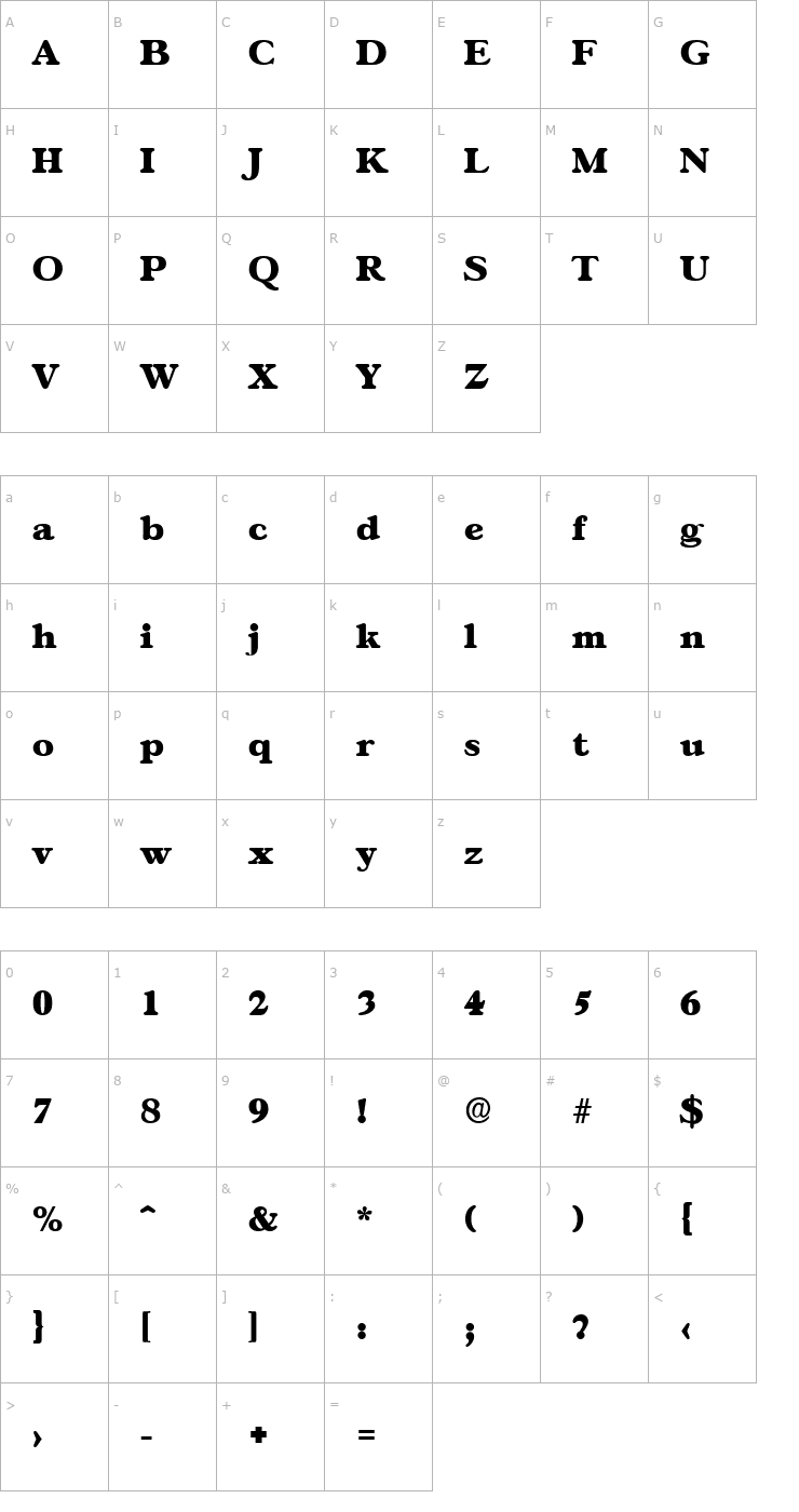 Character Map MarcBecker-Heavy Font
