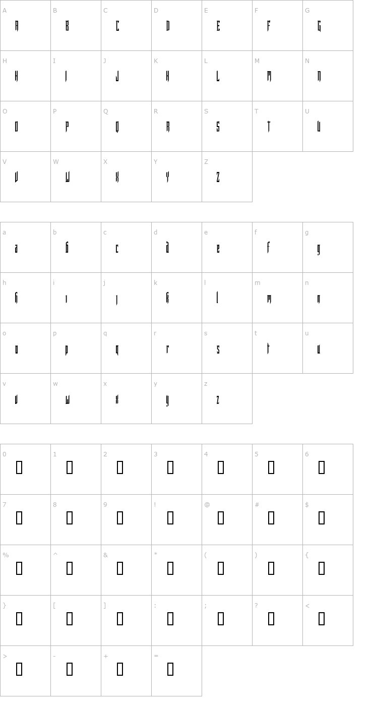 Character Map MargoGothic Font