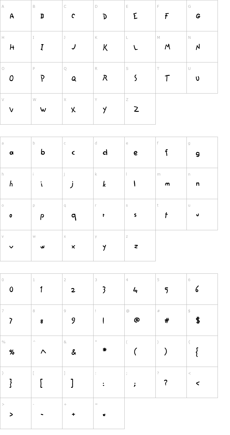 Character Map Maria Regular Font