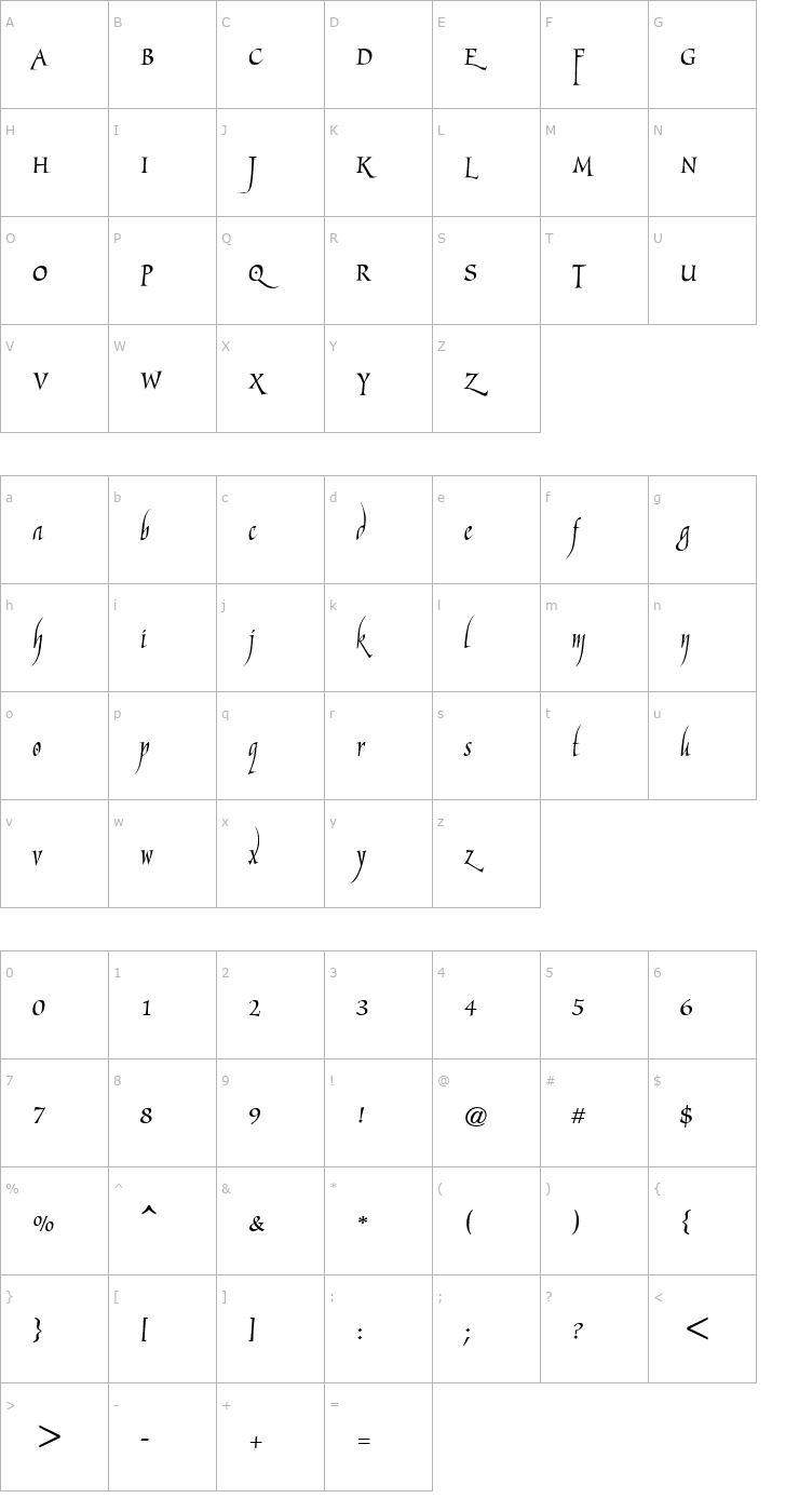 Character Map Marigold Wild Font