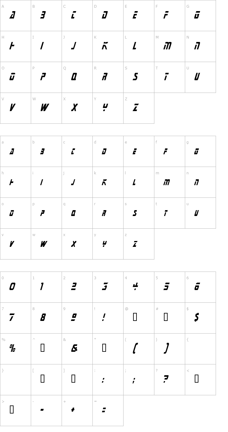 Character Map MarinerCondensed Font