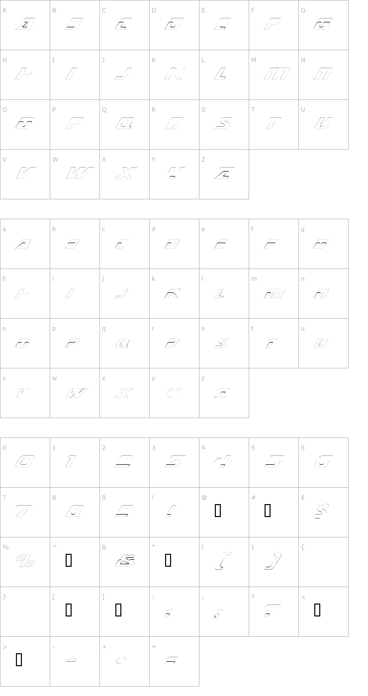 Character Map MarinerExtendedOutline Font